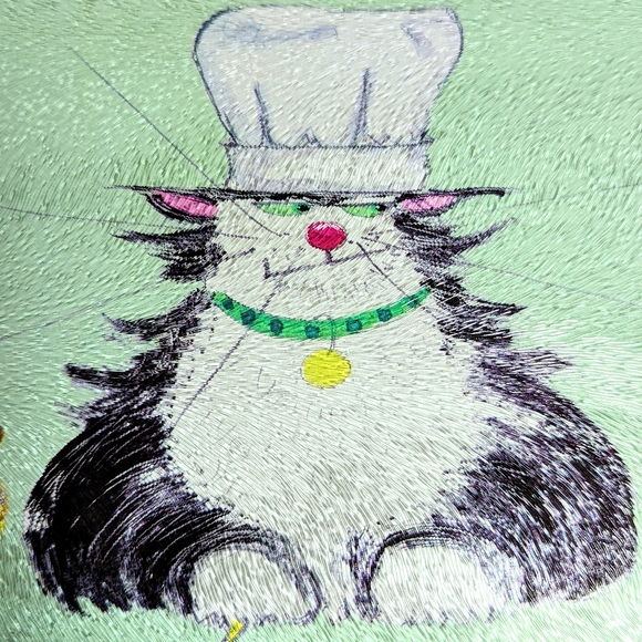 Ann Edwards Master Chef Cat Cutting Board Glass Trivet Cheese Board 8x12 - Picture 2 of 5